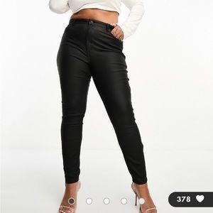 ASOS DESIGN Curve coated skinny jeans in black